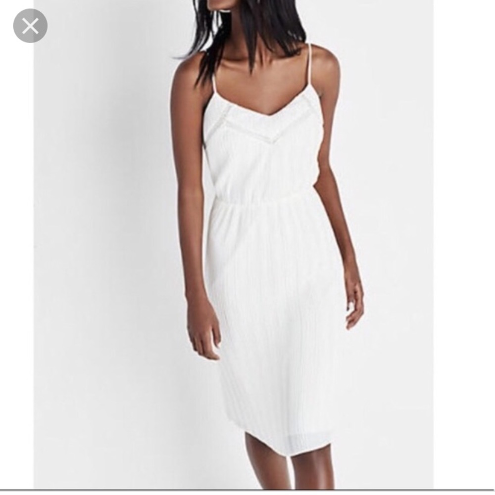 Express white pleated midi dress